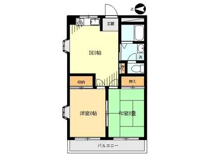 ロイヤルハイム小松原(2DK/4階)の間取り写真