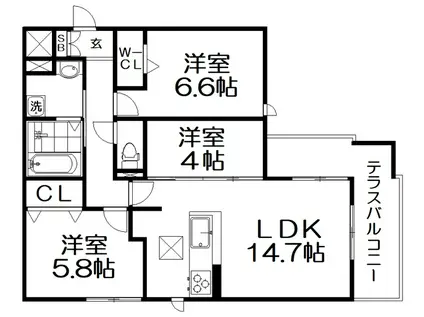 CLIVIA DUEX(3LDK/1階)の間取り写真