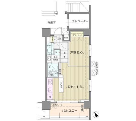 アンビエンテ芝浦(1LDK/7階)の間取り写真