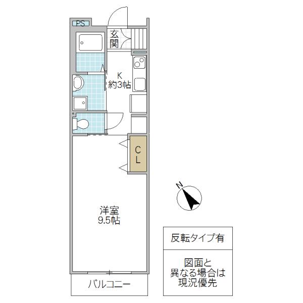クレール水戸(1K/4階)の間取り写真