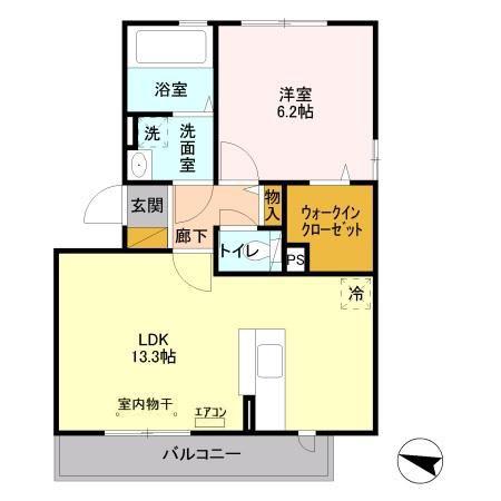シャトーオリーブ(1LDK/2階)の間取り写真