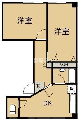 横井ビル(2DK/4階)の間取り写真