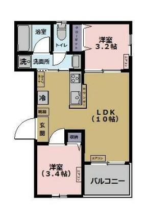 LINO35(2LDK/2階)の間取り写真