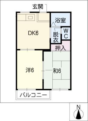 フォーブルめぐみ(2DK/2階)の間取り写真