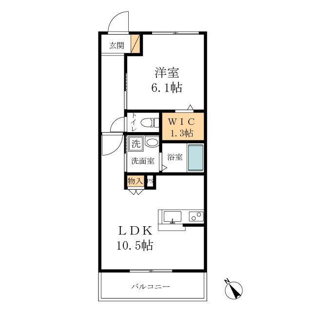 ヤマサウエストヒル(1LDK/2階)の間取り写真
