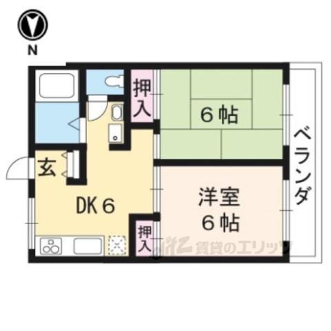 パレーシャルブラン(2DK/2階)の間取り写真