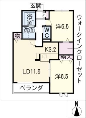 メゾン御器所(2LDK/3階)の間取り写真