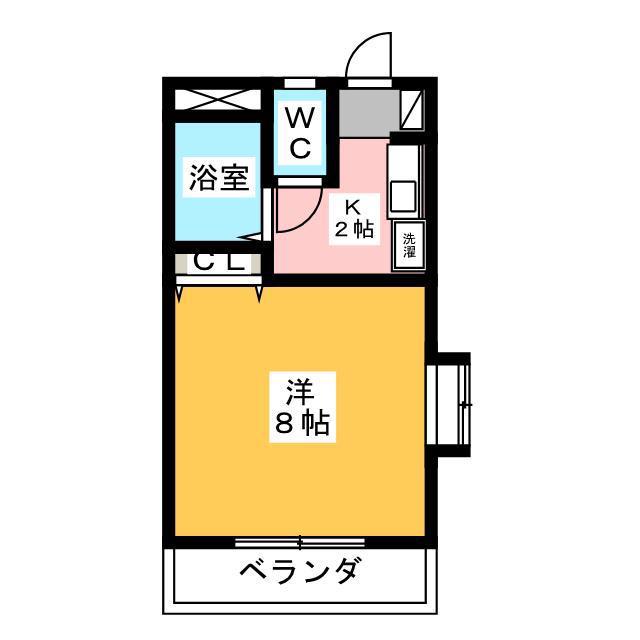 エスポワール初生B(1K/2階)の間取り写真