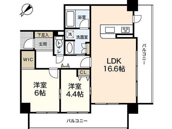 ひろしまガーデンガーデンサウスタワー(2LDK/4階)の間取り写真