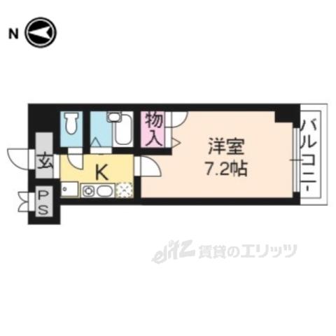 フォルトゥーナ四条(1K/2階)の間取り写真