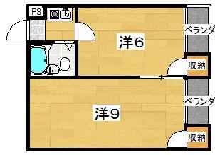 リードマンション(2K/4階)の間取り写真