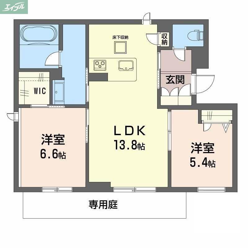 グランツ野田(2LDK/1階)の間取り写真