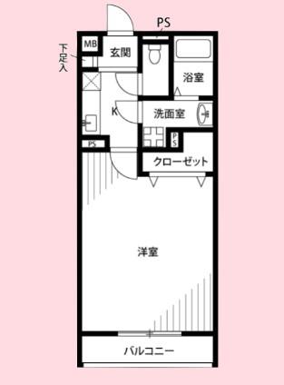 アムール ロワ(1K/2階)の間取り写真