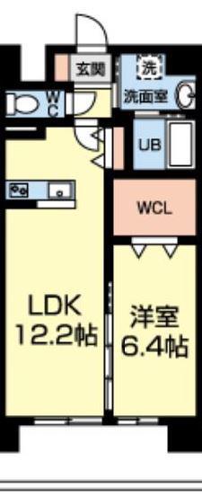 ランドマーク大津(1LDK/4階)の間取り写真
