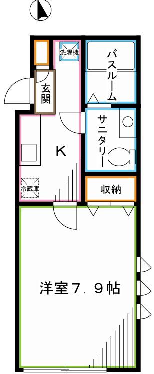 フルハウス2(1K/1階)の間取り写真