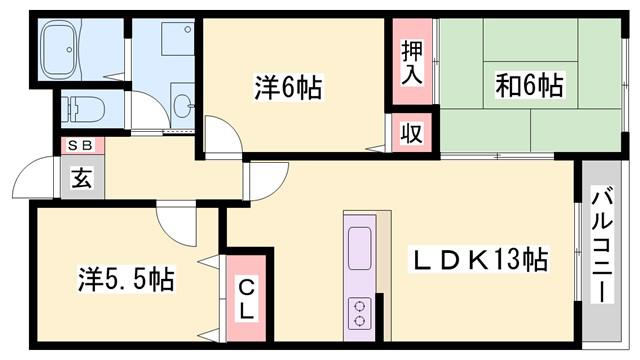 シャトレ21(3LDK/2階)の間取り写真