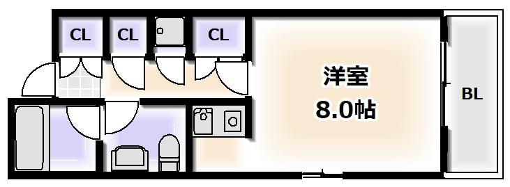 カーサマニエラ(1K/6階)の間取り写真