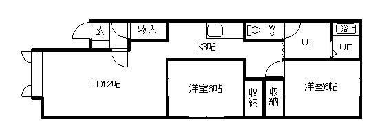 ヴィヨーラ(2LDK/1階)の間取り写真