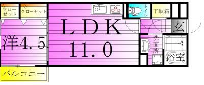 リブリ・竹ノ塚III(1LDK/1階)の間取り写真