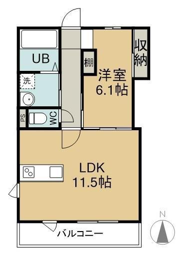 イデアーレ中庄A(1LDK/1階)の間取り写真