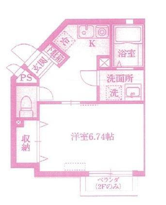 PRUNUS宮崎台(1K/2階)の間取り写真