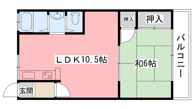 ふじマンション(1LDK/1階)の間取り写真