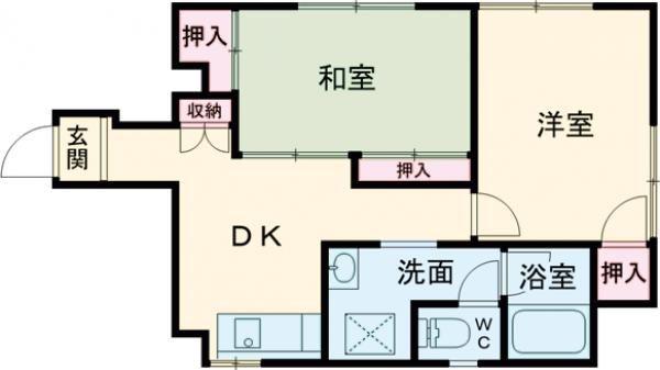 飛鳥ハイツ青梅(2DK/4階)の間取り写真
