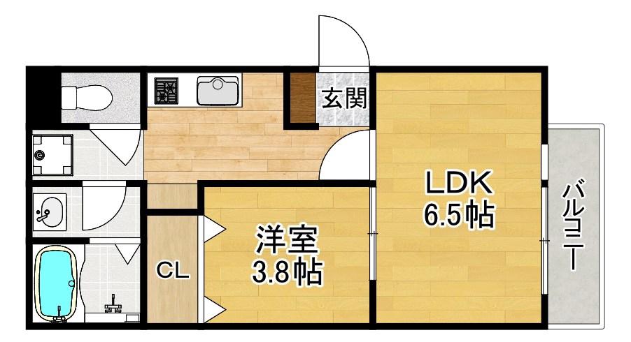 RETERASU光善寺(1LDK/1階)の間取り写真