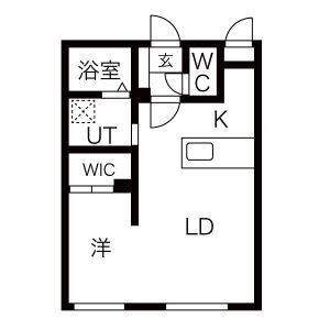 エアフォルク行啓通(1LDK/1階)の間取り写真