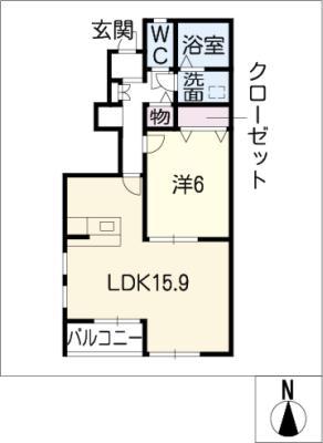 クィーン オブ エレガンス(1LDK/1階)の間取り写真