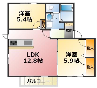 ハイツDOUYAMA(2LDK/1階)の間取り写真