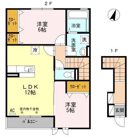 セジュールウィット(2LDK/2階)の間取り写真