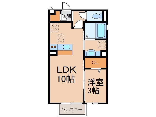 アンベリール堀の内(1LDK/2階)の間取り写真