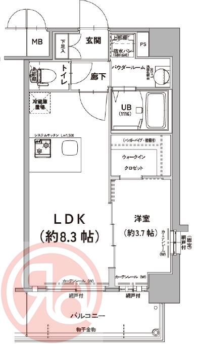 エスリード大阪リブレ(1LDK/8階)の間取り写真