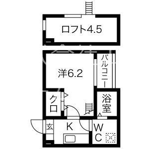 ソナトーレ小幡南(1K/2階)の間取り写真