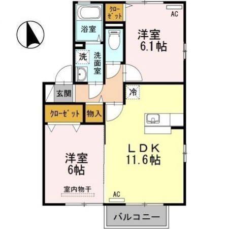 アヴニールB(2LDK/2階)の間取り写真