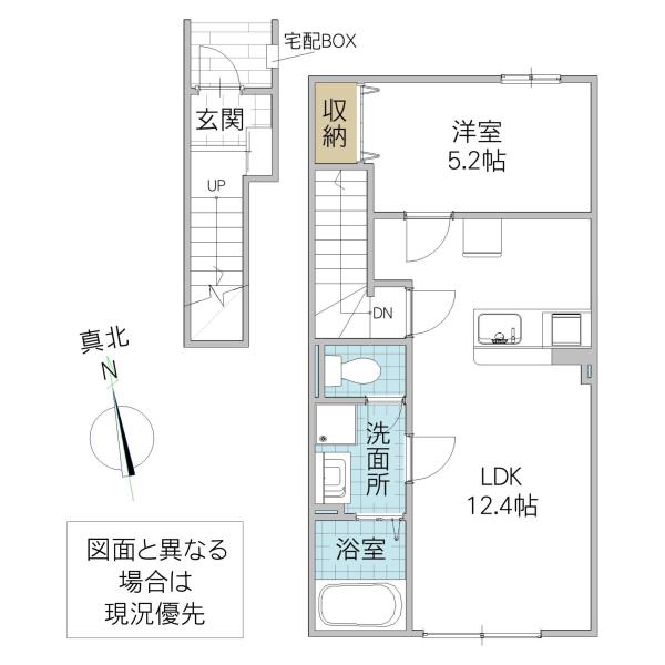 牛久市田宮町アパート(1LDK/2階)の間取り写真