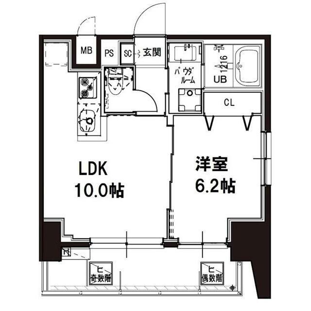 メゾンドアーク南大井(1LDK/10階)の間取り写真