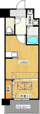 RIZ GRANDE 花畑(1LDK/8階)の間取り写真