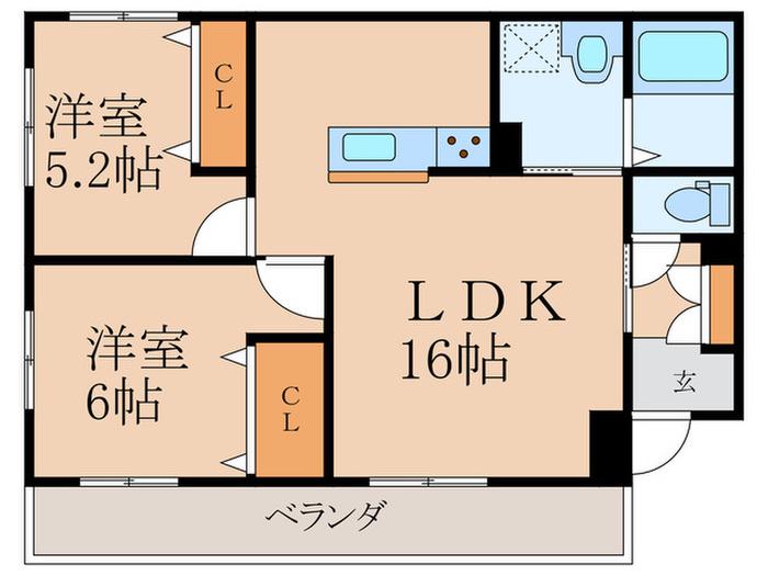 CO・STA 柏の森(2LDK/3階)の間取り写真