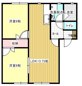 シンフォニーKUSUDO C棟(2LDK/1階)の間取り写真
