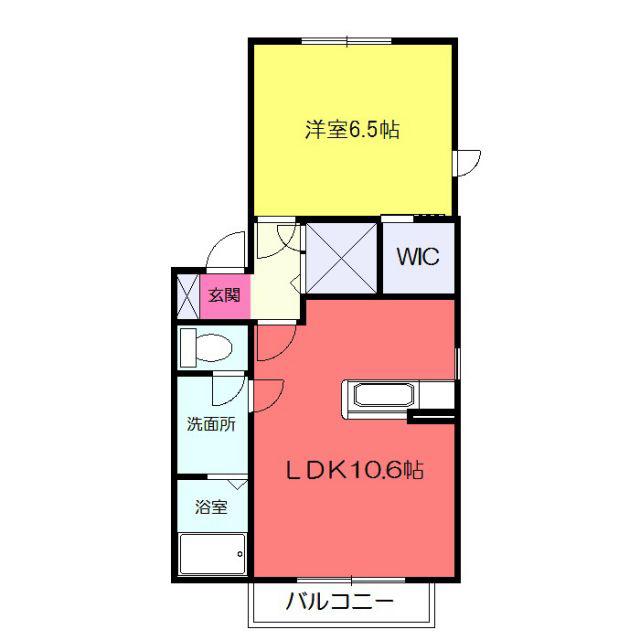 ディアコートKM(1LDK/2階)の間取り写真