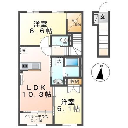 セリーン(2LDK/2階)の間取り写真