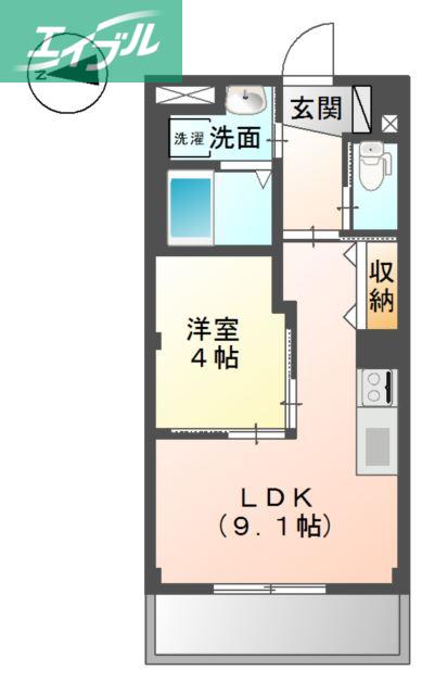 ブリエ ロッシュ U(1LDK/2階)の間取り写真