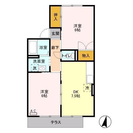 カネダイハウス3(2DK/1階)の間取り写真