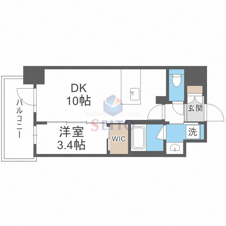 ズーノクルーズ江坂(1LDK/3階)の間取り写真