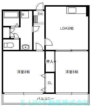 エスポワール楠(2LDK/1階)の間取り写真