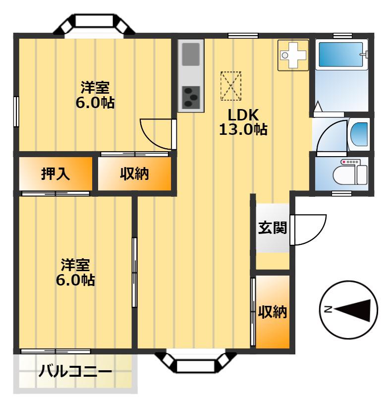 コートエクセラン(2LDK/1階)の間取り写真