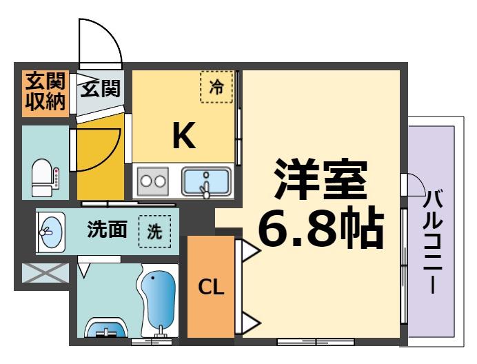 アモーレ松香園(1K/3階)の間取り写真