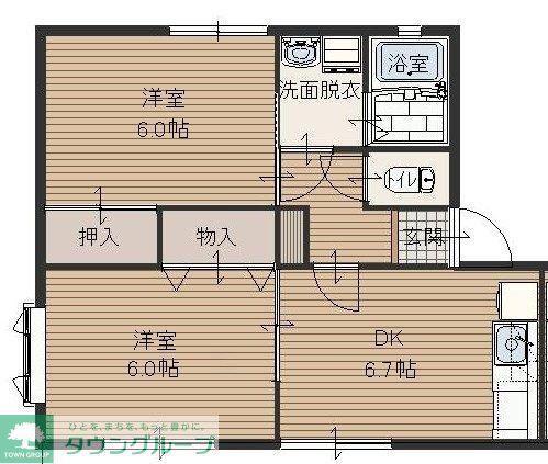 パナクオリティーB(2DK/1階)の間取り写真